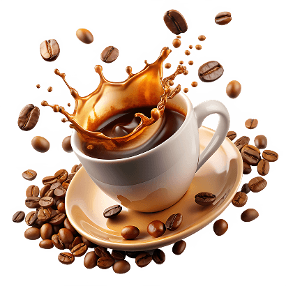flying cup of coffee